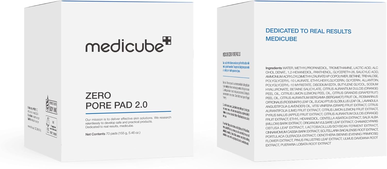 medicube Zero Pore Pads 2.0, Dual-Textured Facial Toner Pads for Exfoliation and Pore Care with 4.5% AHA Lactic Acid & 0.45% BHA Salicylic Acid, Ideal for All Skin Types, Korean Skin Care
