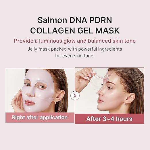 medicube Salmon DNA PDRN pink collagen jelly gel mask | overnight face mask for glass glow skin- elasticity, hydrating, firming and moisturizing | korean skincare, 28g, 4ea