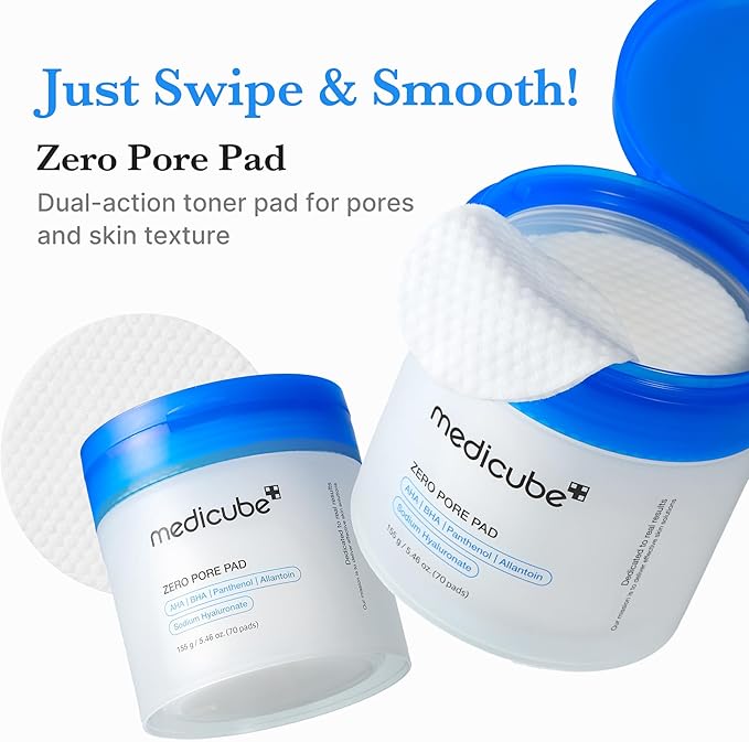 medicube Zero Pore Pads 2.0, Dual-Textured Facial Toner Pads for Exfoliation and Pore Care with 4.5% AHA Lactic Acid & 0.45% BHA Salicylic Acid, Ideal for All Skin Types, Korean Skin Care